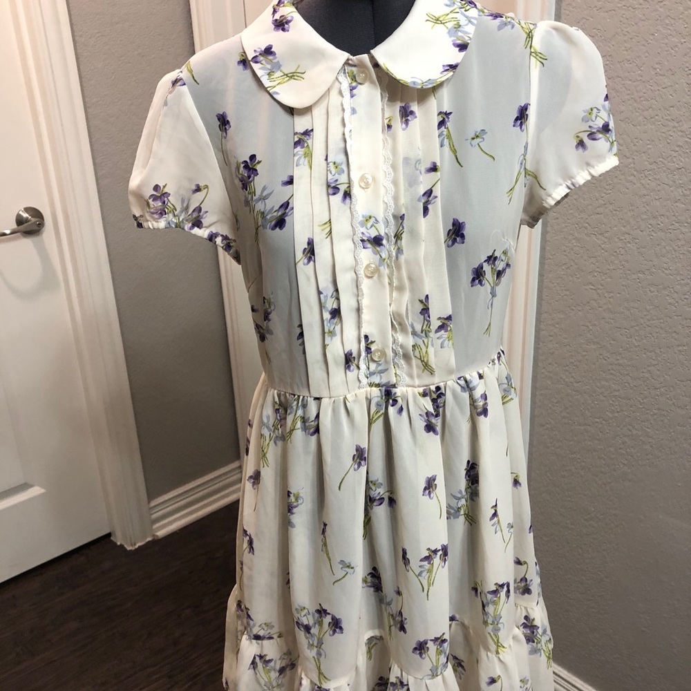 Kawaii Peter Pan Collar Floral Dress - Picture 5 of 8